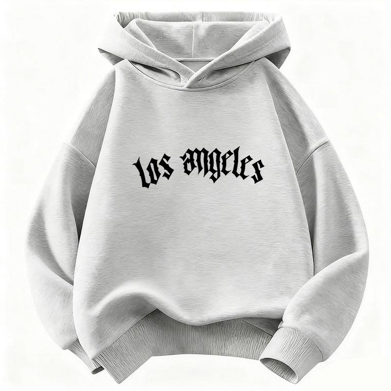 Модная худи с принтом букв Los Angeles Детская толстовка с капюшоном для мальчиков и девочек Осень Весна Повседневные худи