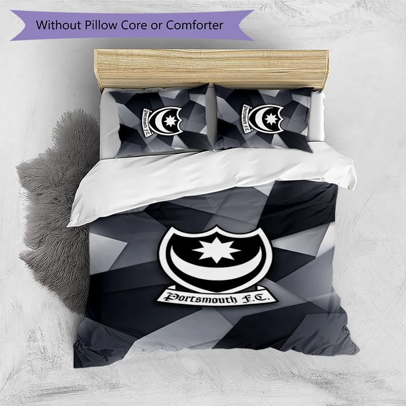 Portsmouth FC Printed 3PCS Bedding Set Breathable Duvet Cover with Pillowcases Decorative Bed Linen for Bedroom Home