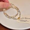Luxurious Double-Layer Freshwater Pearl & Colorful Shoushan Stone Beaded Bracelet