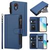 For Samsung Galaxy Xcover7 Leather Case 9 Card Slots Zipper Wallet Stand Phone Cover with Wrist Strap