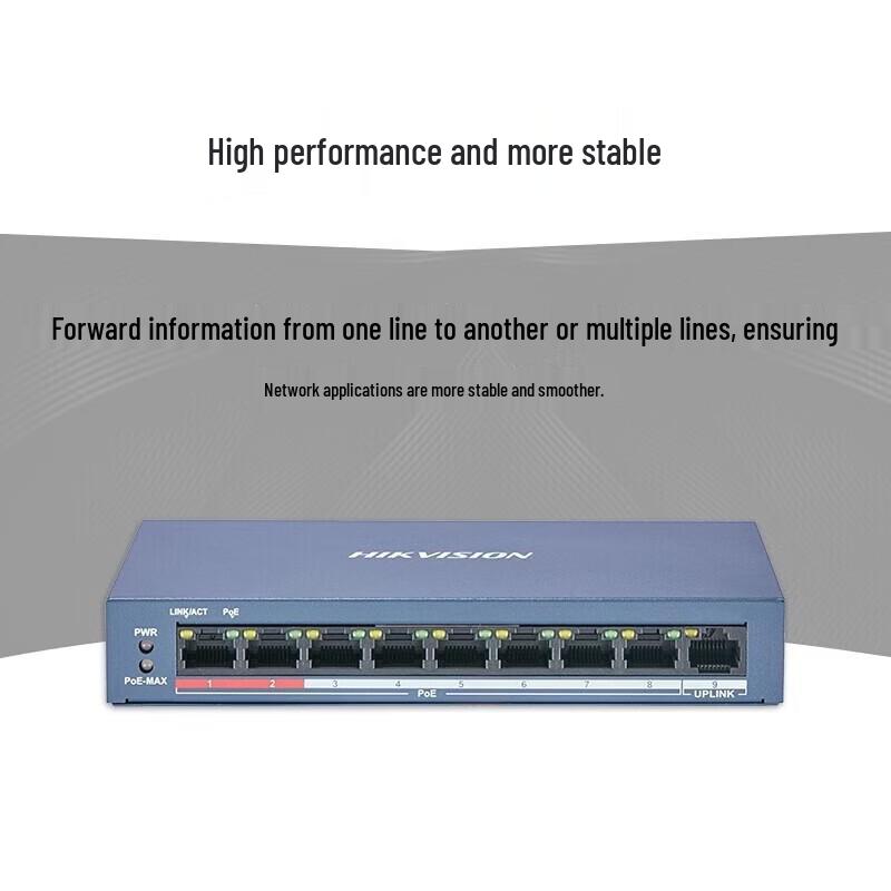HIKVISION 9-Port Fast Ethernet PoE Switch CN plug (adapter included)