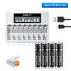 PALO 1.5V AA Li-ion Battery Rechargeable AA Battery Lithium +8 Slots LCD Smart Battery Charger