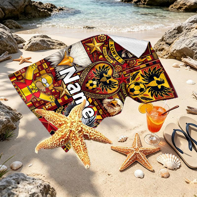 Custom Name Personalized Go Ahead Eagles Print Beach Towel, for Trip Camping Beach Party Home Decor, Birthday Gift for Family & Friends
