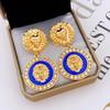 Серьги с головой льва уникального дизайна, серьги с блестящими стразами, круглые серьги в стиле ретро для женщин