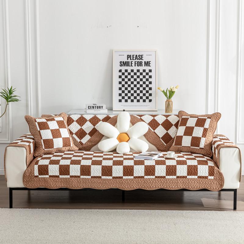 Четырехсезонная универсальная моющаяся саржевая хлопковая диванная подушка с принтом, нескользящая диванная подушка в стиле пэчворк, полотенце