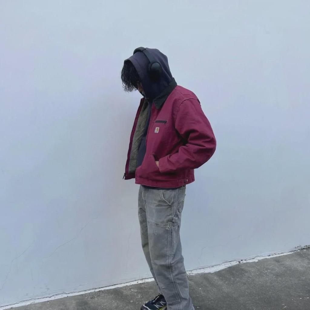 Винтажная потертая парусиновая куртка J97 - унисекс с застежкой-молнией, бывшая в употреблении