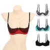 Women Plus Size Lace Trim Underwire 1/4 Cup Open Front Bra Top Push Up Shelf Balconette Brassiere Corset Underwear