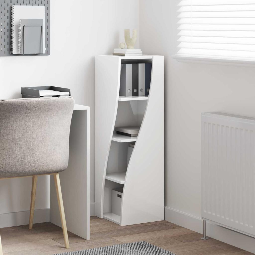Corner Cabinet High Gloss White 32 x 32 x 102 cm Particleboard