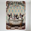 Винтажная металлическая жестяная вывеска Fosterill & Bath Shop Бостонский терьер Собака Ванна на ножках Ретро Декор для ванной Настенная табличка для Дома Бара Мужчины C