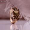 PATAYA Rose Gold Color Inlaid Camel-hued Color Artificial Zircon Earring Ring Combo Set