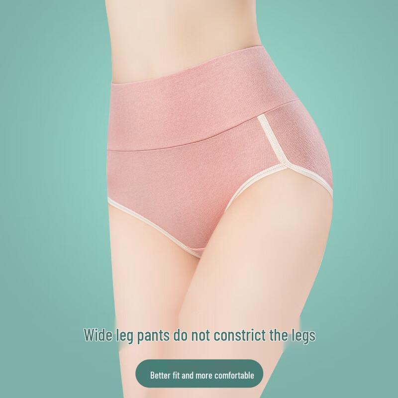 Langsha Women's High-Waist Tummy Control Antibacterial Cotton Briefs - 3 Pack