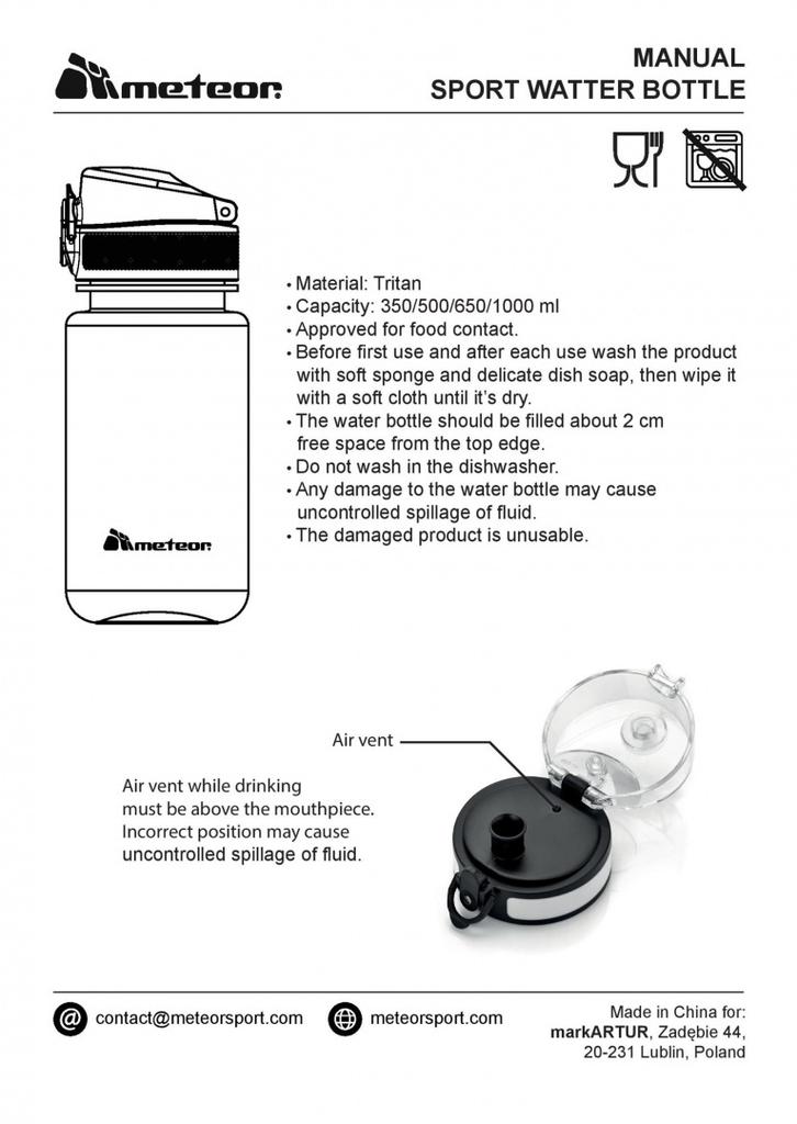 Meteor Training Sports Bottle 1000ml 10105