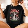 Mystical Black Cats With Mushroom Hat Design T-Shirt