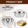 3Pcs Stainless Steel Basin with Grater Multifunctional Stainless Steel Basin Strainer Set Stackable Fruit Washing Bowl for Home