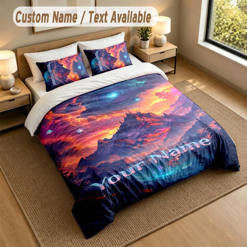 3Pcs Bedding Set Custom Name Text, 1 Sheet 2 Pillowcases Home Bed DecorWorld of Warcraft