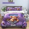 Cute Highland Cow Purple Vintage Truck Lavender 3 Pieces Duvet Cover Set Farm Animal Bedding Set, Bedroom Home Decor Without Pillow Core Comforter