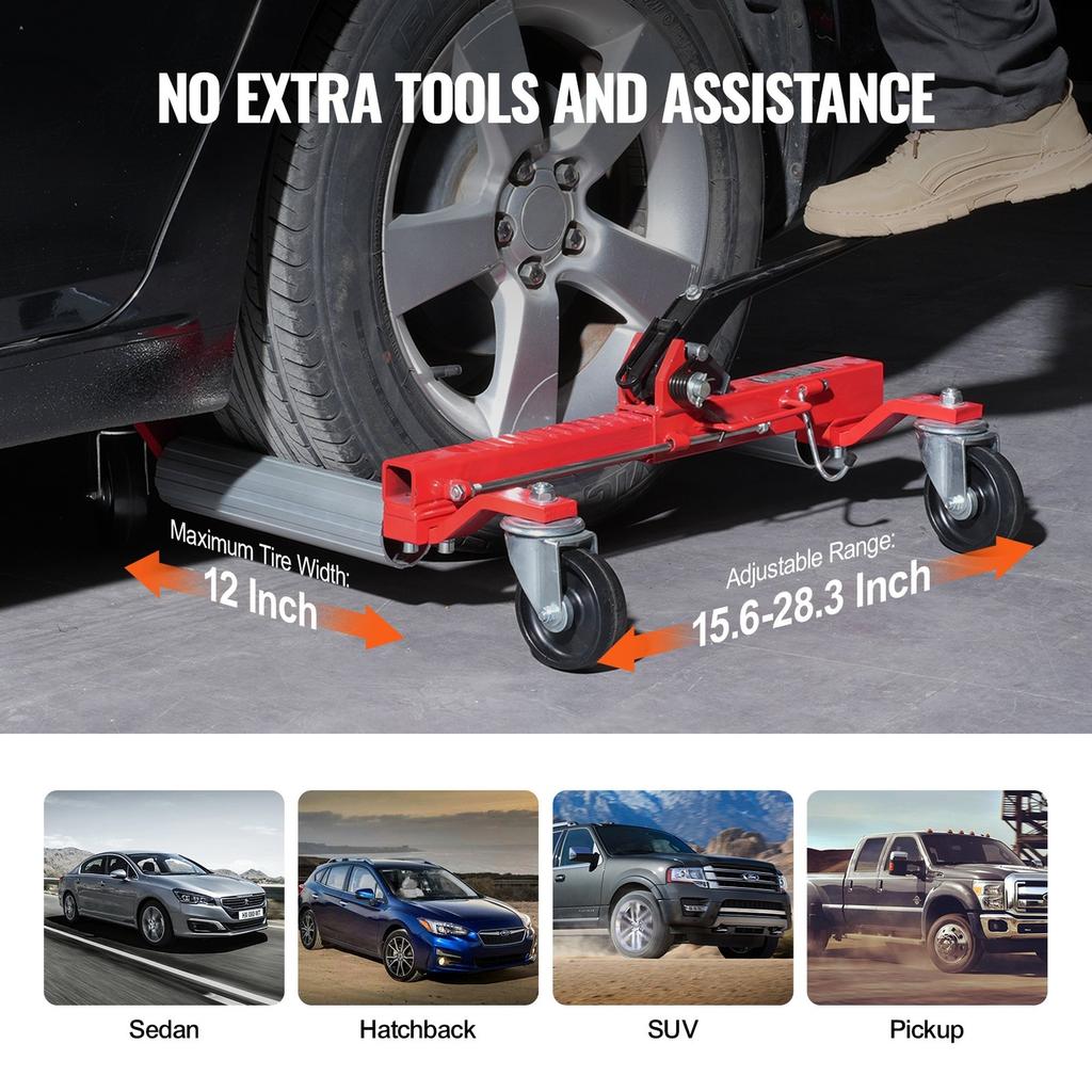 Wheel Dolly Heavy Duty Vehicle Positioning Tire Jack Car Lifter 1500 Lbs