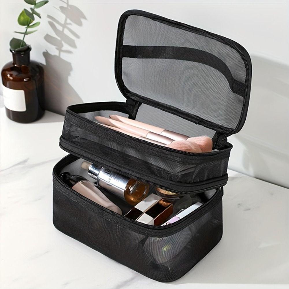 Zipper Mesh Cosmetic Bags Cosmetic Case Toiletries Organizer Handbag Cosmetic Storage Bag Women