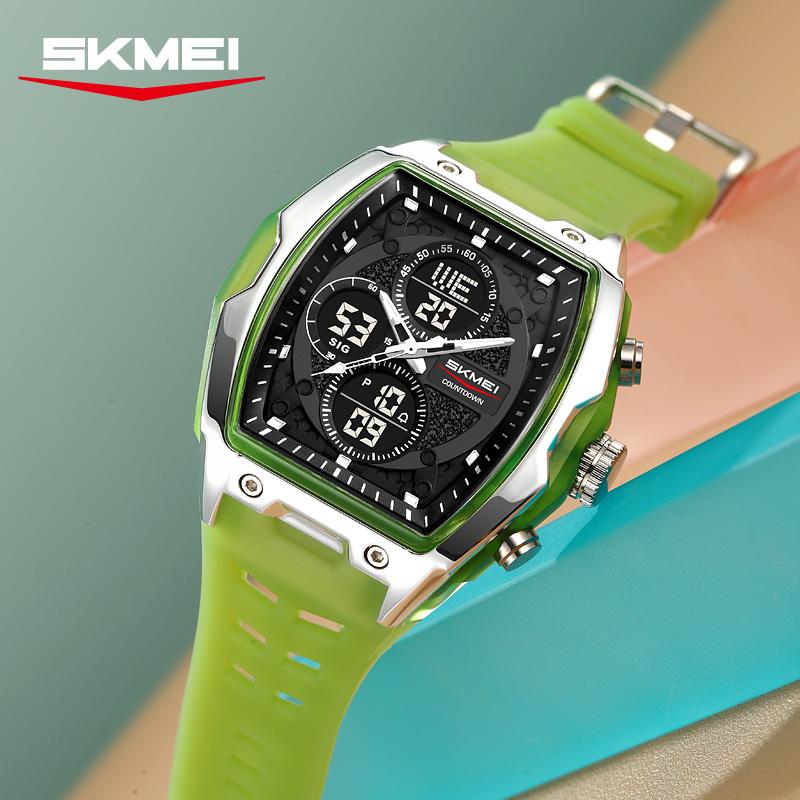 SKMEI 2601 Cyberpunk Style Digital Male Watch Large Face Dual Display Sport Watch 5 ATM Multiple Colors Fashion Electronic Watch
