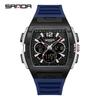 SANDA 3396 Fashion Electronic Watches for Man Dual Display Students Luminous Alarm Clock Sports Waterproof LED Digital Watch