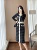 Mid-Length Winter Woolen Dress: French Hepburn Style Knit for Layering