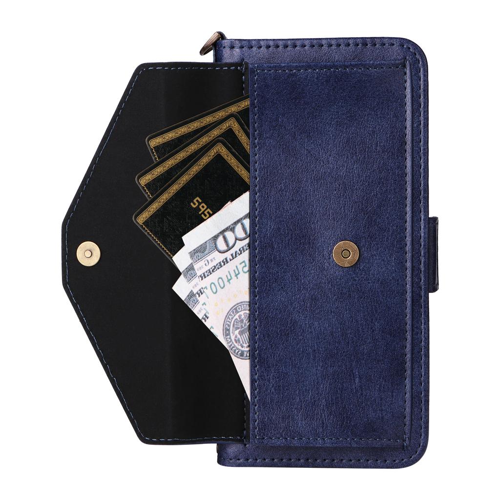 For Oppo A5x 5G/4G Leather Case Magnetic Closure Wallet Stand Phone Cover with Crossbody Strap