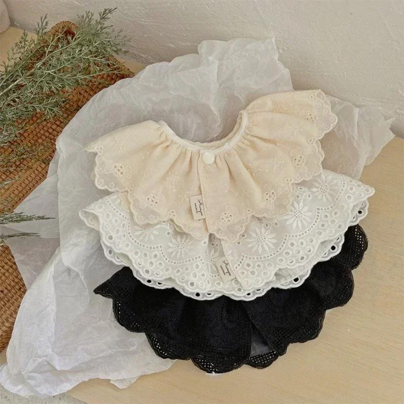 Baby Bib Lace Baby Accessories Korean Kids Lace Collar Cute Hollow Female Baby Bib Scarf Floral Infants Saliva Towel