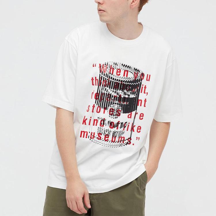Uniqlo X Warhol X Kawamura Коллаборация Футболка с принтом с круглым вырезом с коротким рукавом Унисекс Топы Белый 438018-00
