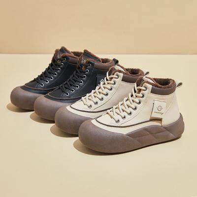 Женские зимние ботинки на толстой платформе, нескользящие, зимние, теплые, высокие, кроссовки для ходьбы, женские, удобные, на шнуровке, с подкладкой из искусственного меха и флиса