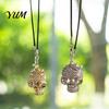 Matte Alloy Skull Pendant Bling Car Hanging Accessories, Rhinestone Head Rear Dynamic Ornament View Mirror Charm, Gothic Halloween for Interior