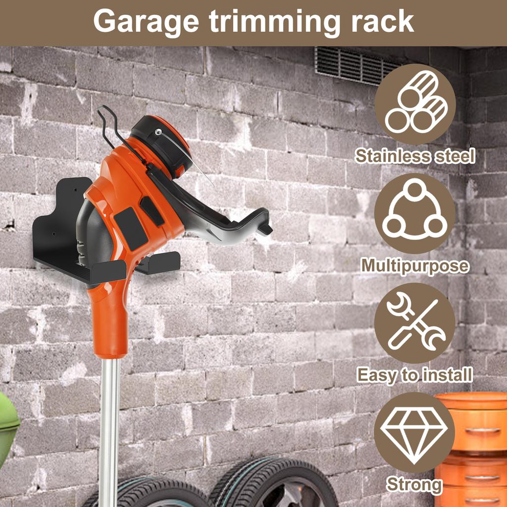 Wall Mounted Garden Trimmer Rack Heavy-duty Garage Power Tool Grass Trimmer Bracket Hanger Rack Stainless Steel Garage Organizer