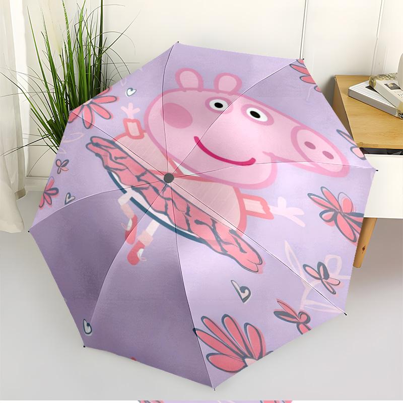 Pink Pig Print Automatic Open Close Umbrella, Portable Foldable Umbrella, for Outdoor Commute Camping Trip, Ideal Birthday Gift