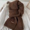 Autumn and winter new scarf female alpaca hair blended Korean version trendy student high-end knitted solid color acrylic warm scarf
