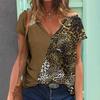 Summer Leopard 3D Print T-shirt Women Casual Fashion Streetwear Short Sleeve V-Neck T Shirt Harajuku Tees Tops Oversize Clothing