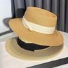 Flat Top Sunshade Straw Hat Children 2025 New Straw Top Hat Summer Seaside Vacation Sun Protection Beach Sun Hat