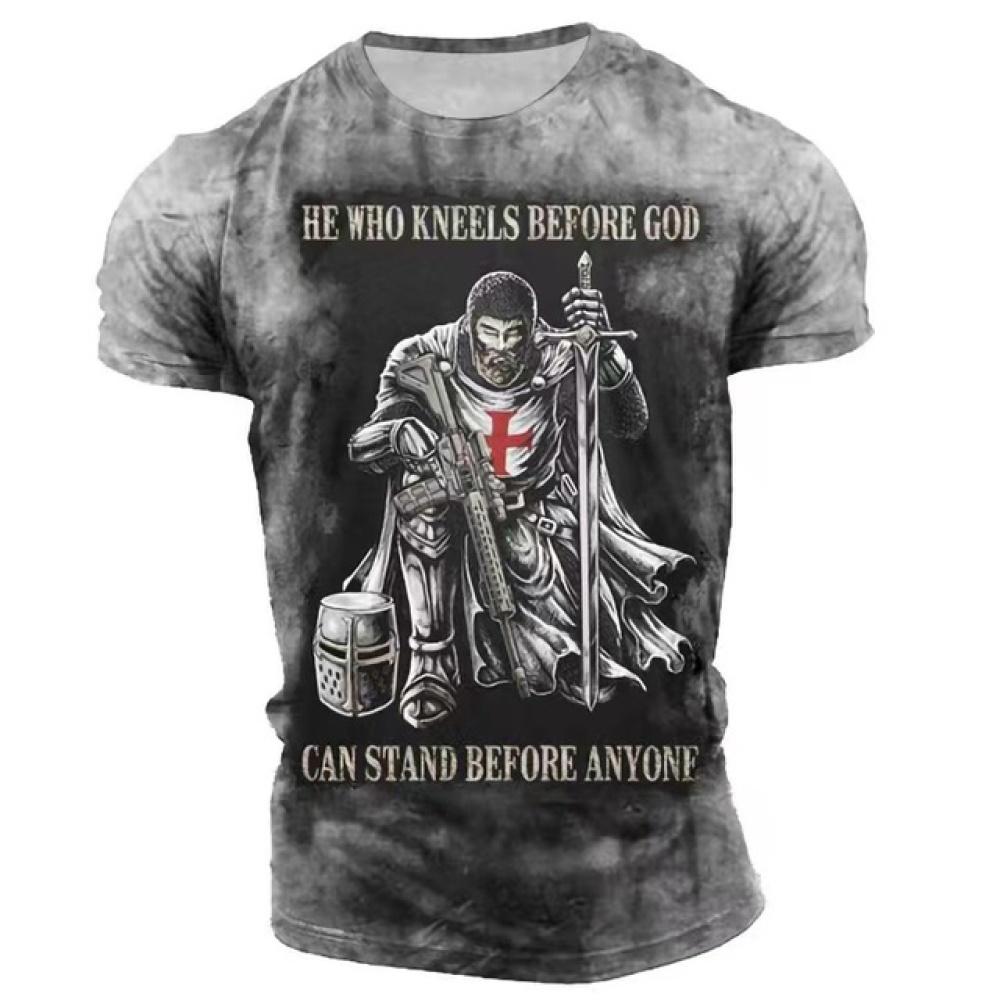 Модная футболка с 3D принтом Crusader Knights для мужчин, Европа и Америка, винтажная одежда Harajuku, повседневные топы с круглым вырезом и короткими рукавами