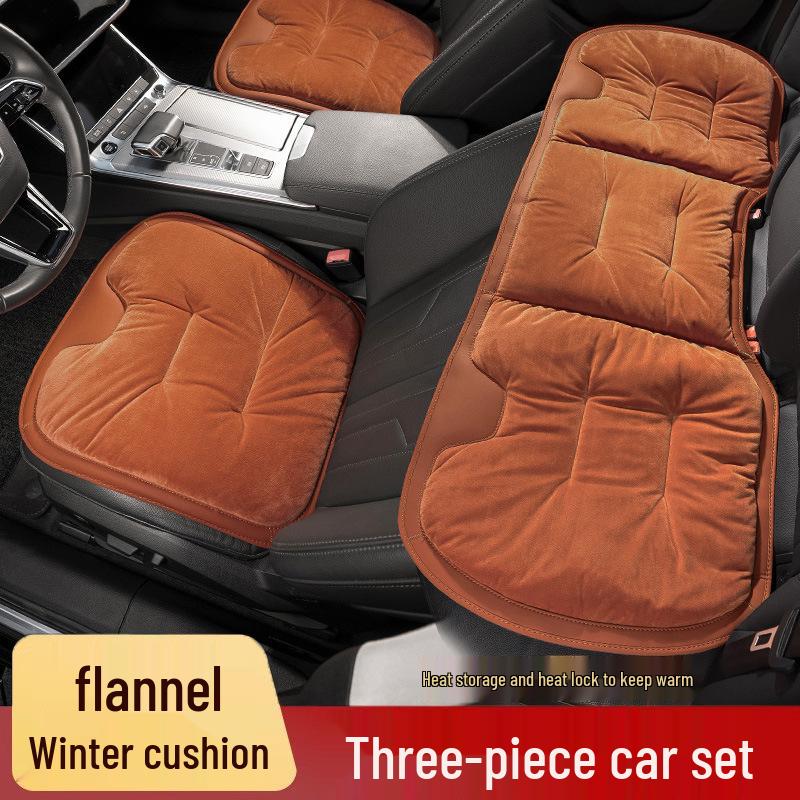 Premium Flannel Plush Winter Car Seat Cushion Set - 3-Piece Rear Set for Mercedes-Benz & BMW