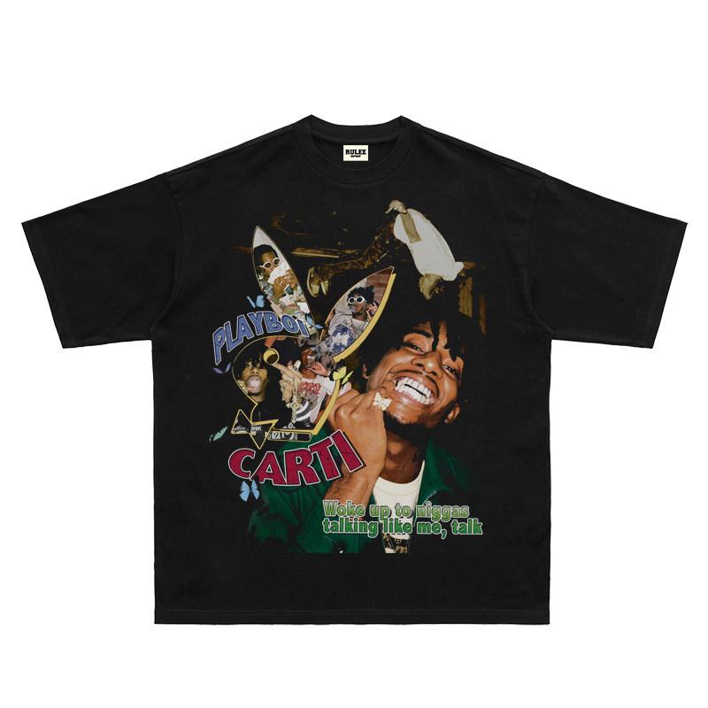 2026 Summer New Design Playboi Carti HighQuality HipHop Street Comfortable Mens Roundneck Printed TShirt