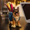 Creative Desktop Animals Pen Holder Resin German Shepherd Crafts Desk Pen Storage Dog Sculpture Ornaments Office Utensils Rack