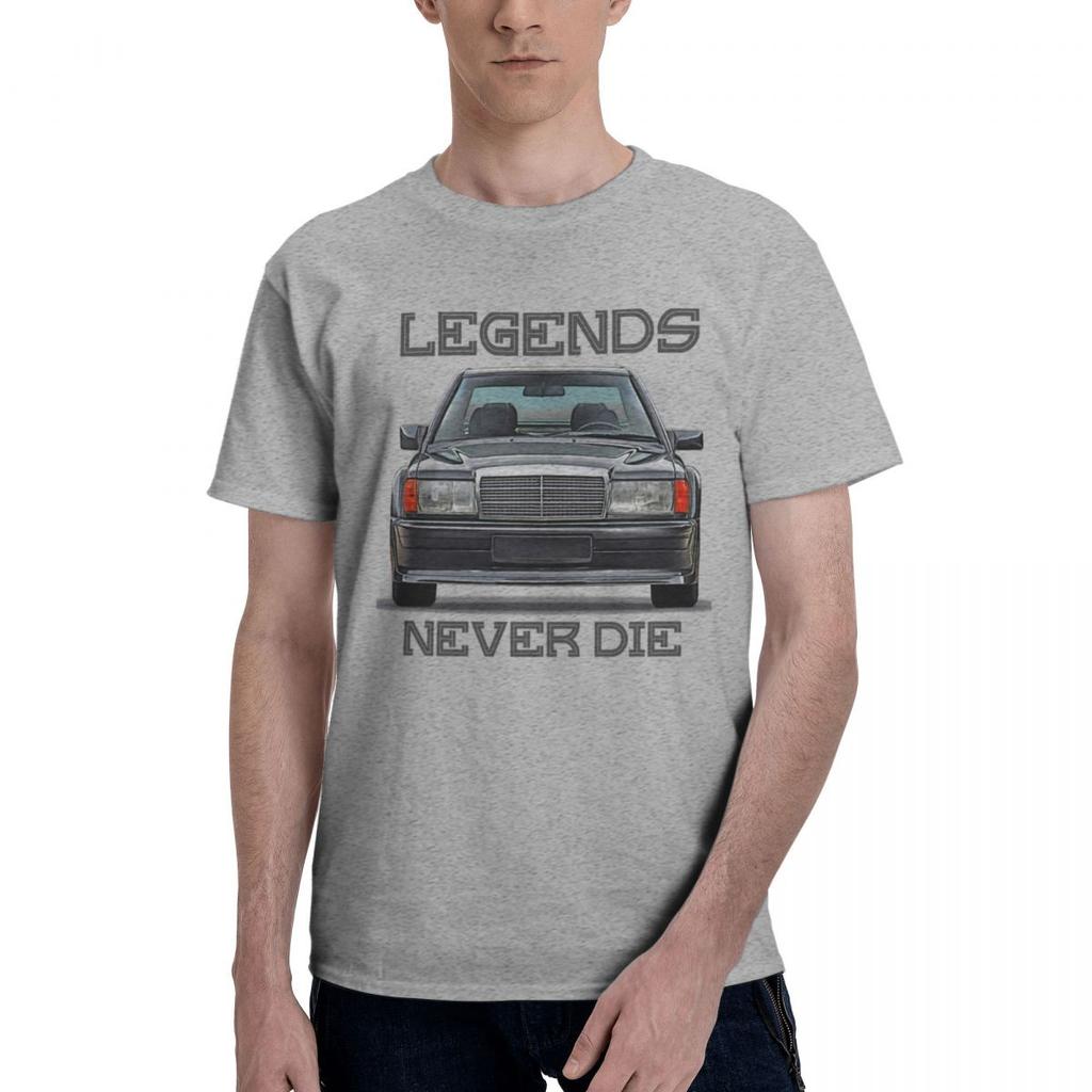Мужская винтажная футболка с автомобилем W201 Legends Never Die, классическая футболка 190E, повседневная футболка оверсайз из чистого хлопка с круглым вырезом, футболка большого размера