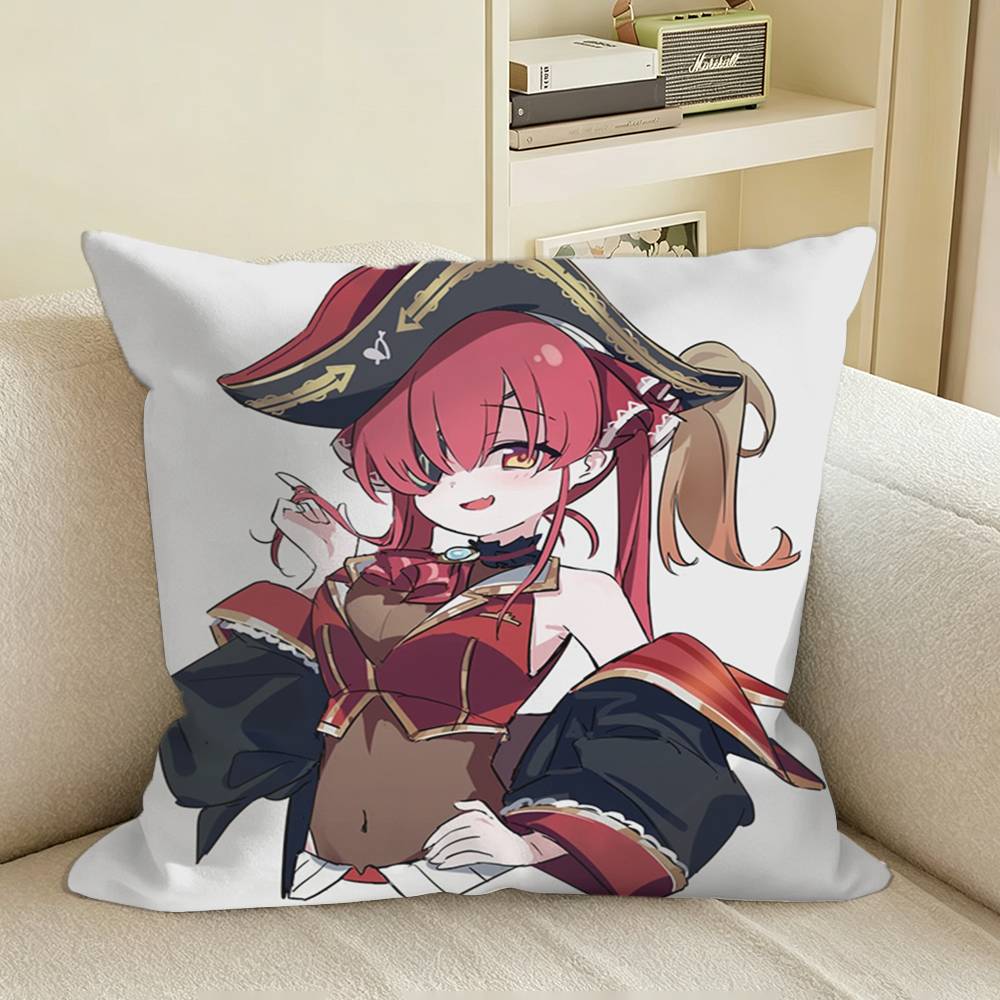 Senchou Houshou Marine ChibiS Square Sofa Pillow Cover Solid Color Living Room Home Decor Cushion Case