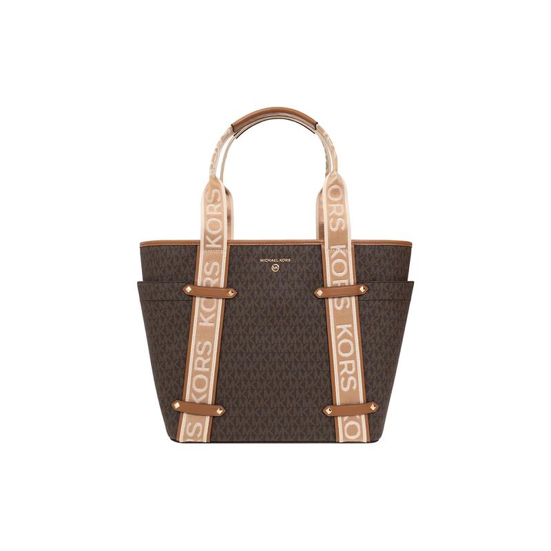 MICHAEL KORS Casual Metal Logo Stud Tote Bag Tote Bag Shopping Bag Canvas Shoulder Handbag Women's Brown