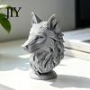 PLA Фигурка Волка 3D Печатная Фигурка, Реалистичная Статуэтка с Круглым Современным Декоративным Основанием, Скульптура Дикого Животного для Украшения Дома, Офиса, Книжной Полки