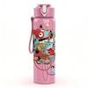 1PC Colorful Graffiti Doodle Art Pattern 750ml Color Plastic Sports Water Bottle Leakproof Flip Straw Lid Suitable for Sports Office Home Use
