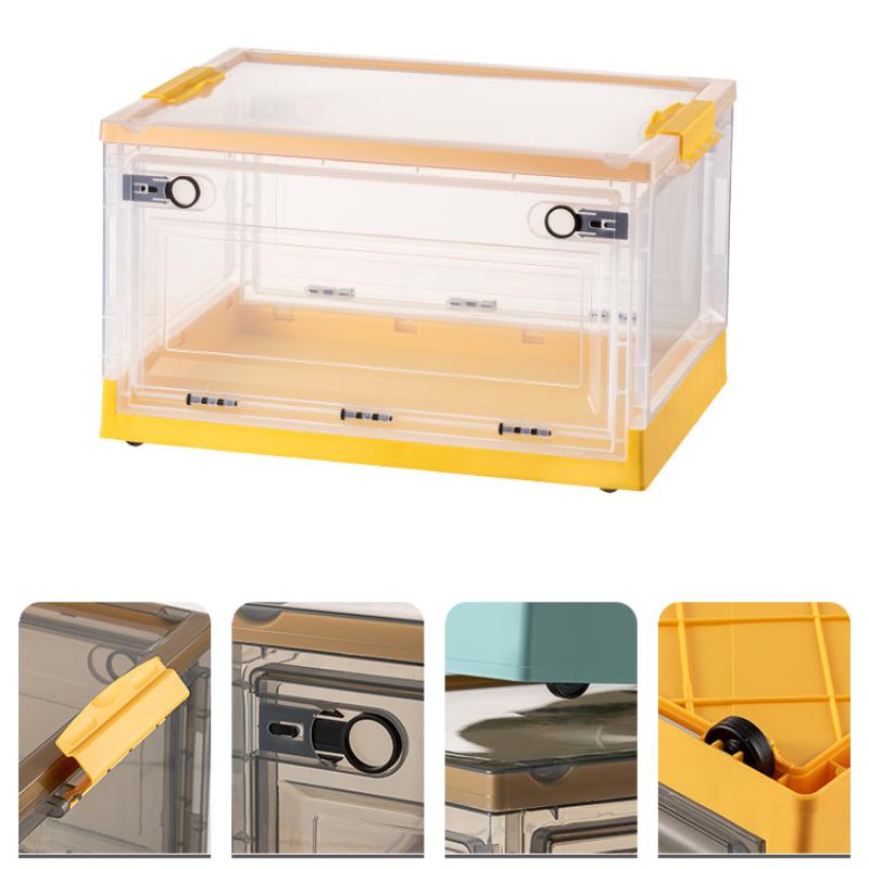 Складной ящик для хранения с крышкой и шкивами. Шкаф для хранения можно штабелировать.