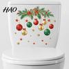 Festive Toilet Decoration Christmas Ball Sticker, Removable Bathroom Wall Decal, Waterproof PVC Decals Lid Decal for Holiday Party