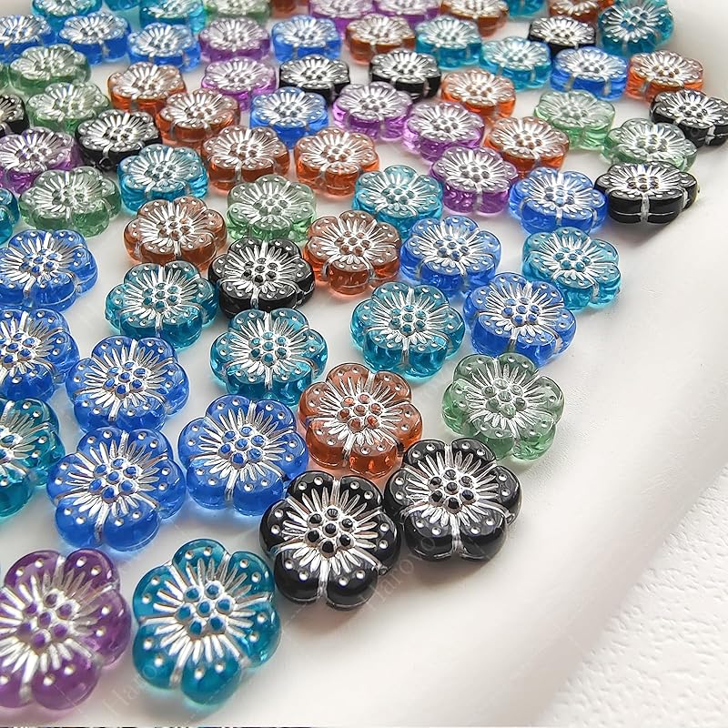 Харово цветочные бусины бусины микс антикварные бусины акриловые бусины декоративные бусины бусины рукоделие браслет серьги аксессуары детали 100 штук Смешанный цвет x