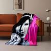 Pop art-style portrait of a woman with bold colors and graphic contrasts. for all seasons blanket lunch break throw gift