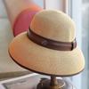 French Temperament PU Webbing Big Eaves Lampshade Straw Hat Spring and Summer M Standard Sunscreen Vacation Retro Versatile Basin Hat Women