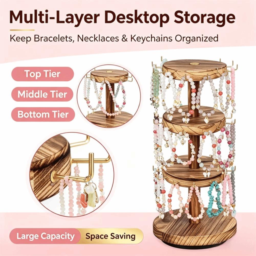 Multi-layer Jewelry Display Stand 43*17.5cm Wooden Necklace Display Stand Home Dresser Storage